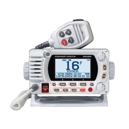 Standard Horizon Explorer White 25W Fixed Mount Vhf/Nmea200 Radio Ram Mic Compatible With Dot Matrix Lcd STAEXPLORER/GX1850W
